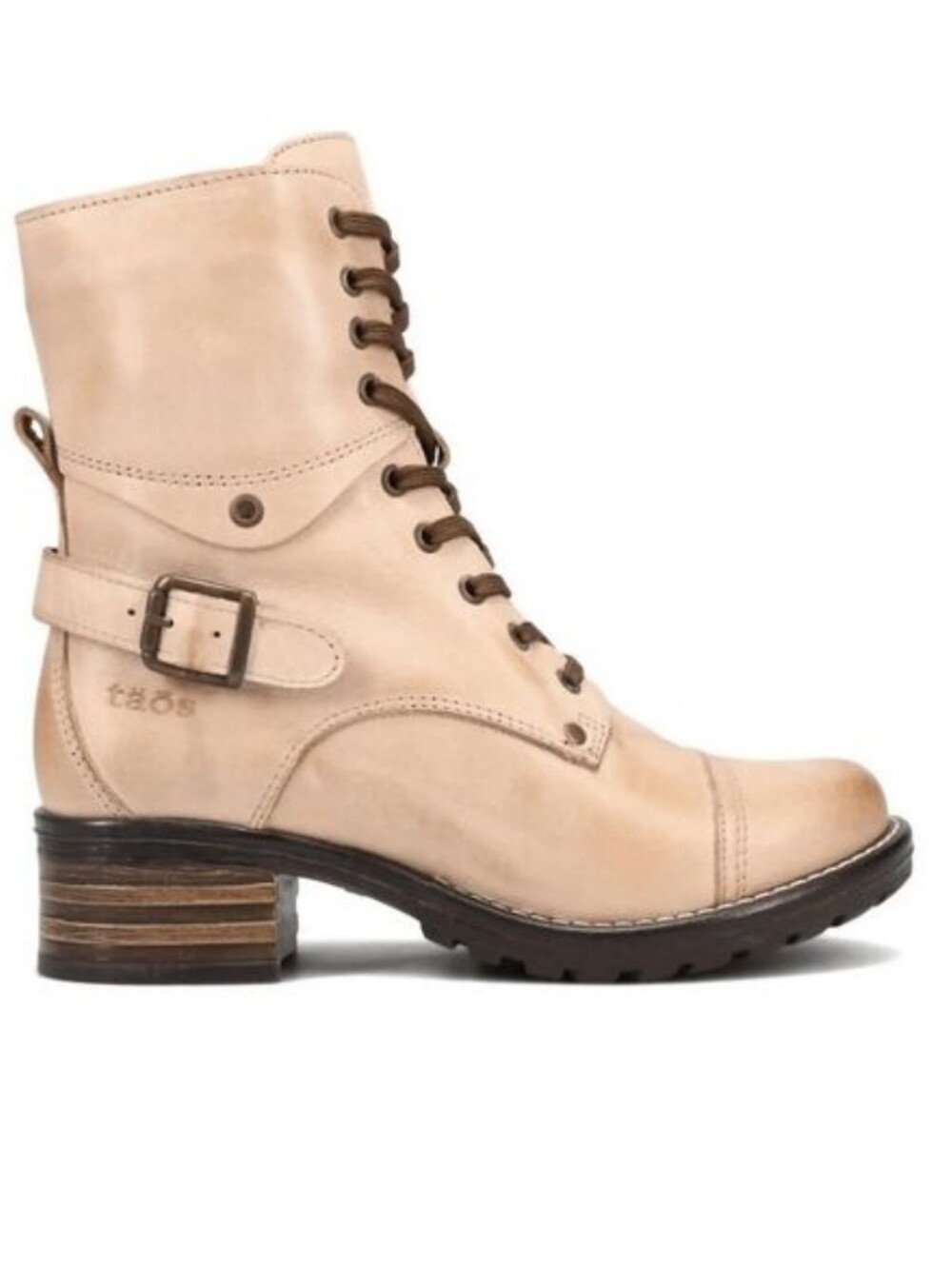 Taos Women's Crave Combat Ankle Boot Stone 40 Wide